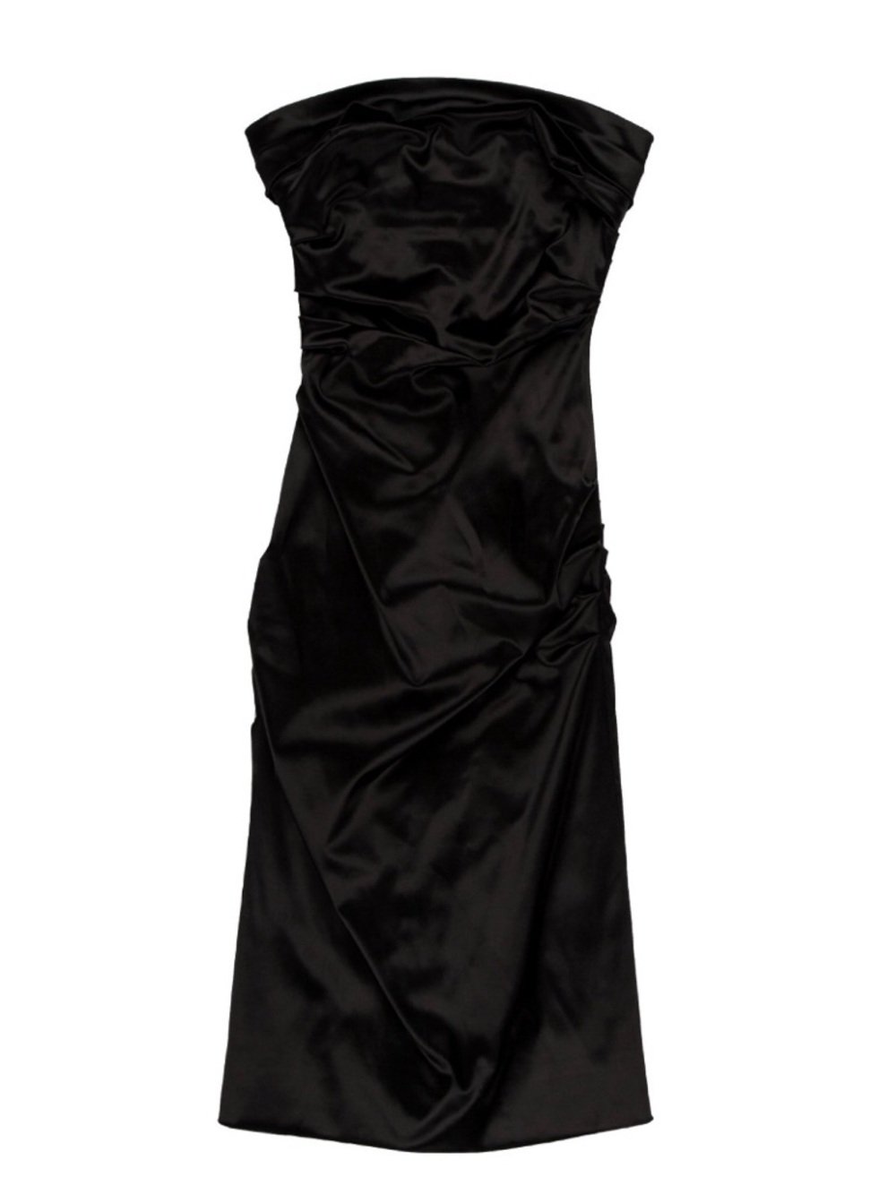 Dolce & Gabbana Strapless Black Satin Cocktail Dress